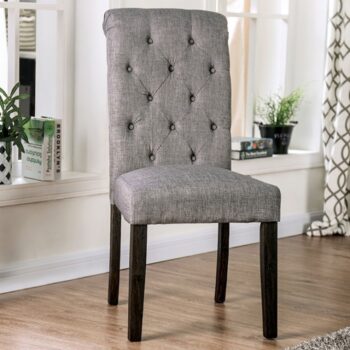 Alfred Side Chair Rustic Antique Black, Light Gray by Furniture of America