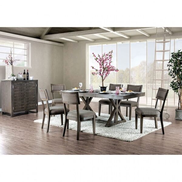 Leeds Rustic Gray Dining Table – Expandable Farmhouse Trestle Design