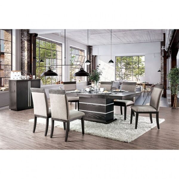 Modoc Contemporary Espresso Dining Table – Expandable with Chrome Trim