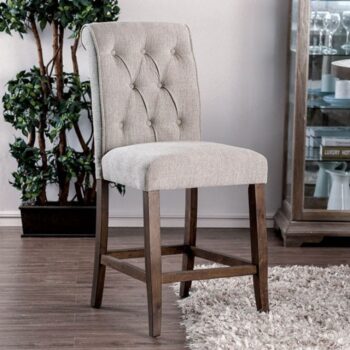 Sania Counter Ht. Chair Rustic Beige, Rustic Oak by Furniture of America