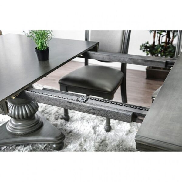 Alpena Gray Dining Table – Transitional Double Pedestal