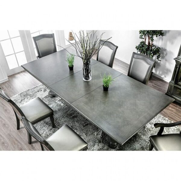Alpena Gray Dining Table – Transitional Double Pedestal