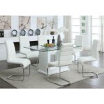 Eva Dining Table Contemporary White, Clear by Furniture of America 6
