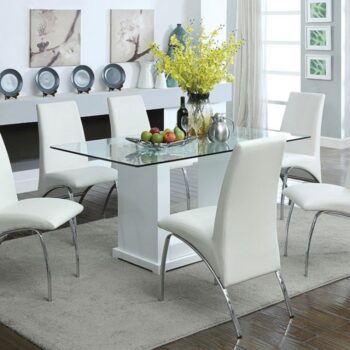 Eva Dining Table Contemporary White, Clear by Furniture of America