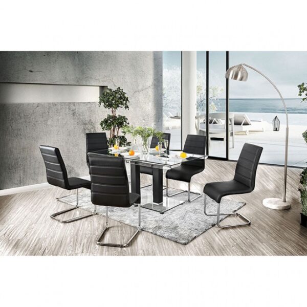 Richfield Black & Chrome Contemporary Dining Table – Tempered Glass Modern Design