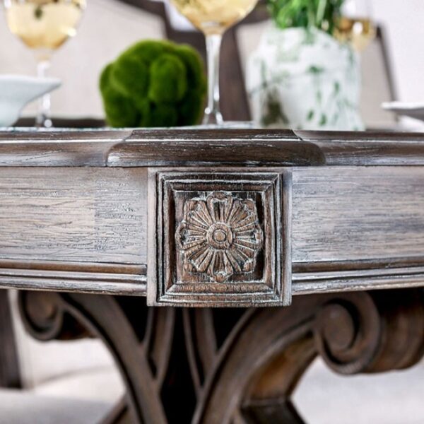 Arcadia Rustic Dining Table – Natural Tone Trestle Design with 18" Leaf