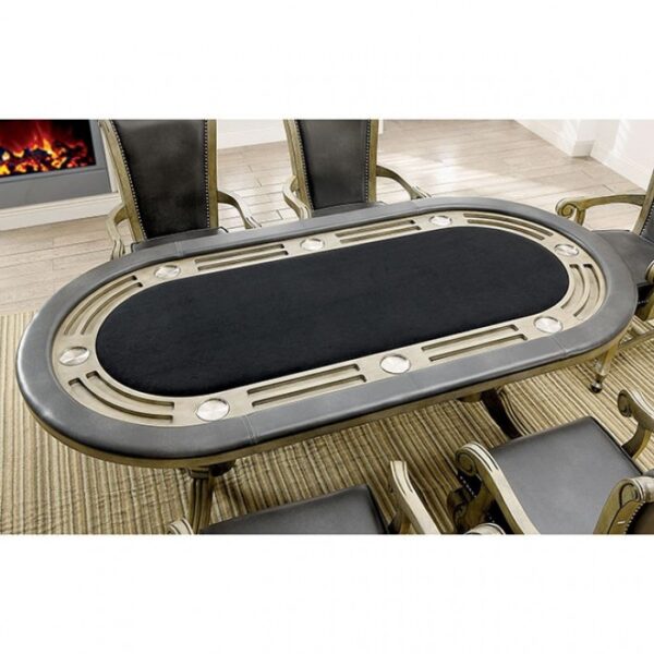 Melina Gray Game Table – Casino-Style Transitional Poker Table