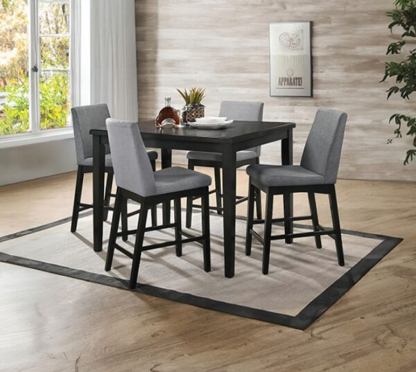 Strom 5 Pc Counter Height Dining Set – Dark Walnut Contemporary Design
