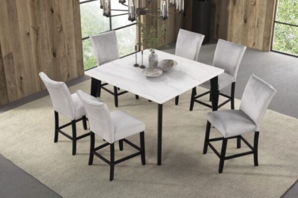 Sabro 5 Pc Counter Height Dining Set – Black & White Marble Table