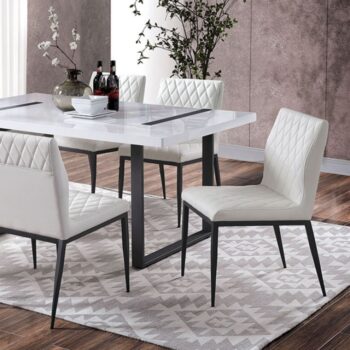 Alessia 7 Pc Dining Table Set Contemporary White/Black by Furniture of America