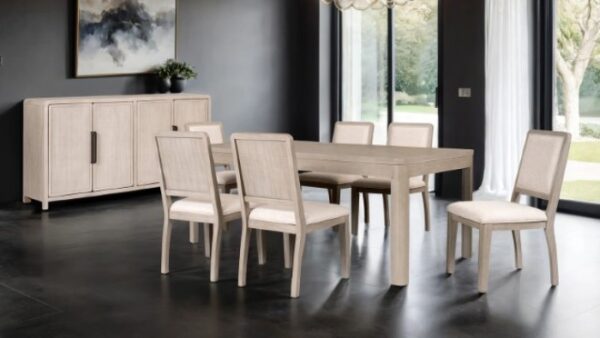 Belize 7 Pc Dining Table Set – Modern Gray Fog Dining Collection