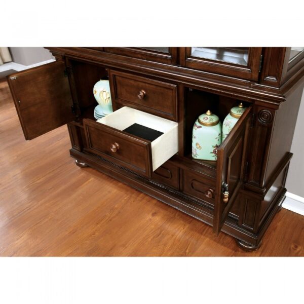 Alpena Hutch & Buffet Brown Cherry – Transitional Dining Storage Set