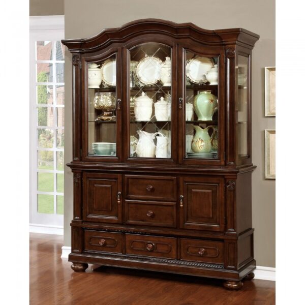 Alpena Hutch & Buffet Brown Cherry – Transitional Dining Storage Set