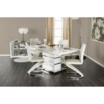 Midvale Dining Table Contemporary White, Chrome by Furniture of America 9