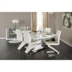 Midvale Dining Table Contemporary White, Chrome by Furniture of America 8
