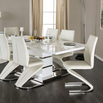 Midvale Dining Table Contemporary White, Chrome by Furniture of America