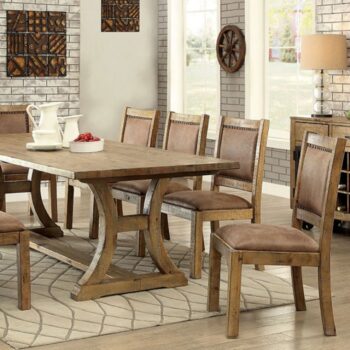 Gianna 96″ Dining Table Rustic Rustic Oak, Brown by Furniture of America
