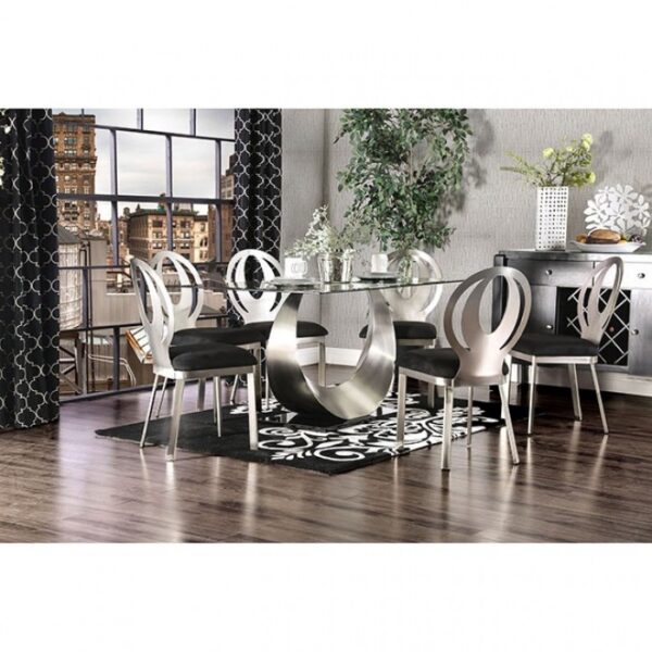 Modern Elegance: Orla Dining Table Silver & Black – Contemporary Glass Table