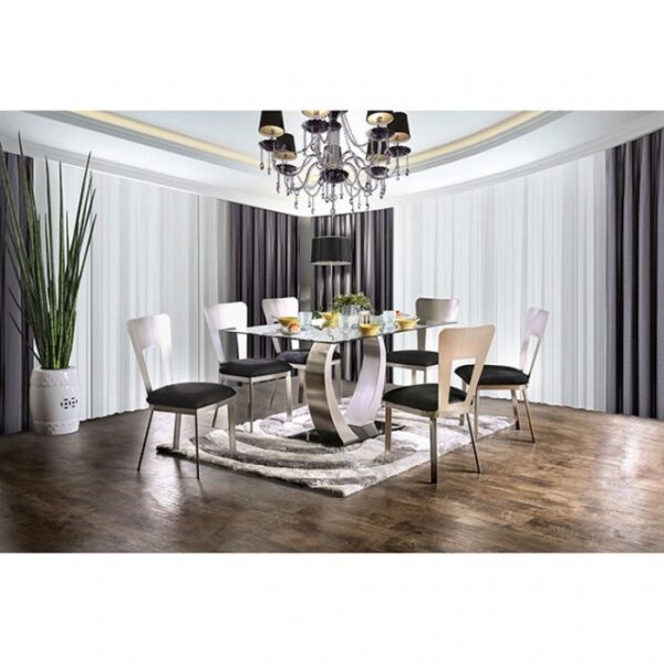 Modern Design: Nova Dining Table Silver & Black – Contemporary Glass Table