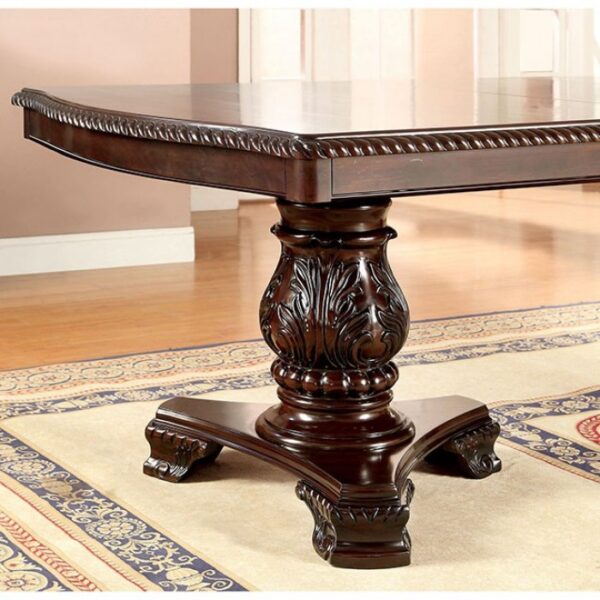 Traditional Elegance: Bellagio Dining Table Brown Cherry – Expandable Pedestal Table