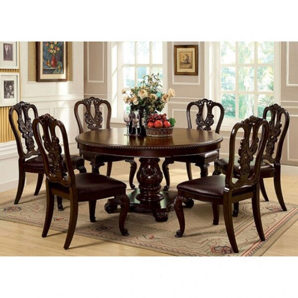 Bellagio Dining Table Traditional Brown Cherry by Furniture of America - Image 5