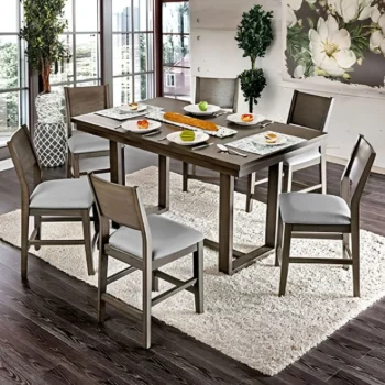 Anton 7 Pc Counter Ht Table Set Contemporary by Furniture of America