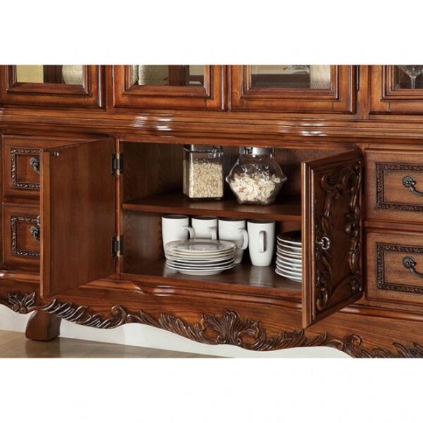 Traditional Elegance: Medieve Hutch Buffet Antique Oak – Dining Storage Set