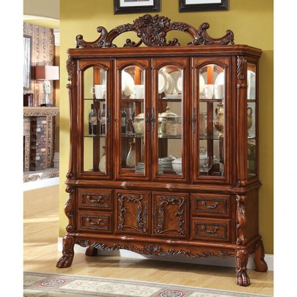 Traditional Elegance: Medieve Hutch Buffet Antique Oak – Dining Storage Set
