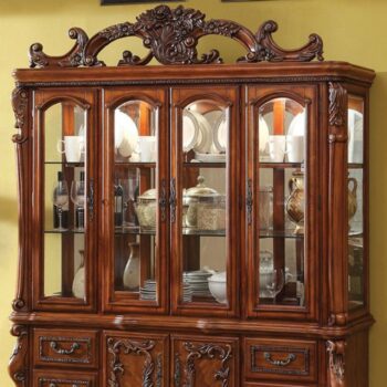 Traditional Elegance: Medieve Hutch Buffet Antique Oak – Dining Storage Set