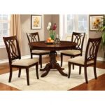 Transitional Style: Carlisle Round Dining Table Brown Cherry – Pedestal Table