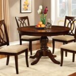 Transitional Style: Carlisle Round Dining Table Brown Cherry – Pedestal Table