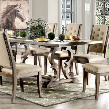 Warm Rustic Style: Patience Dining Table Natural Tone with Expandable Leaf