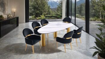 Modern Luxury: Northam 7 Pc. Dining Table Set White & Matte Gold