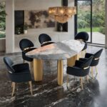 Modern Statement: Northwich 7 Pc. Dining Table Set Black, Gray & Matte Gold