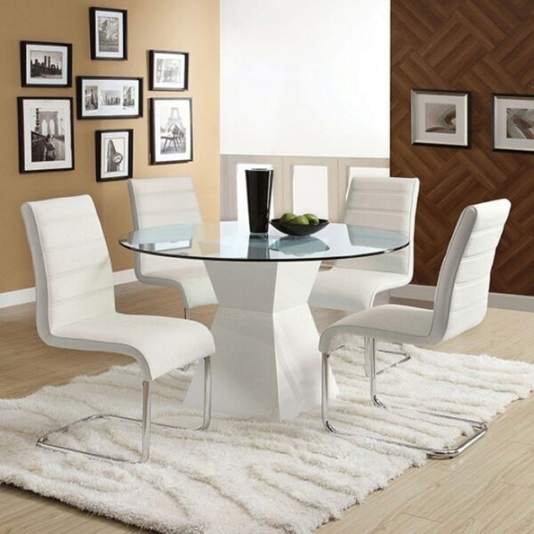 Modern Brightness: Mauna White Round Glass Dining Table