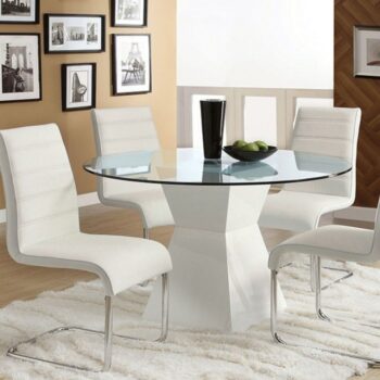 Modern Brightness: Mauna White Round Glass Dining Table