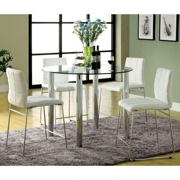 Modern Style: Kona White Counter Height Chairs with Chrome Legs (Set of 2)