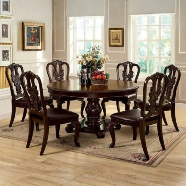 Bellagio Dining Table Traditional Brown Cherry by Furniture of America