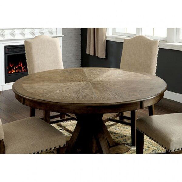 Rustic Charm: Julia 5 Pc. Dining Table Set Light Oak & Beige