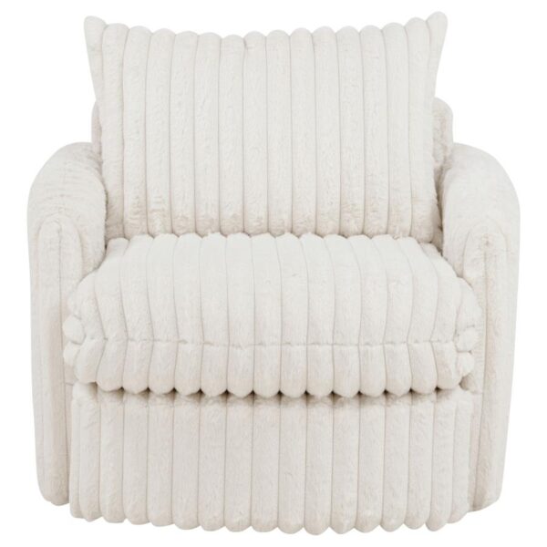 Sarco Corduroy Upholstered Swivel Accent Arm Chair Ivory 902541 By Coaster