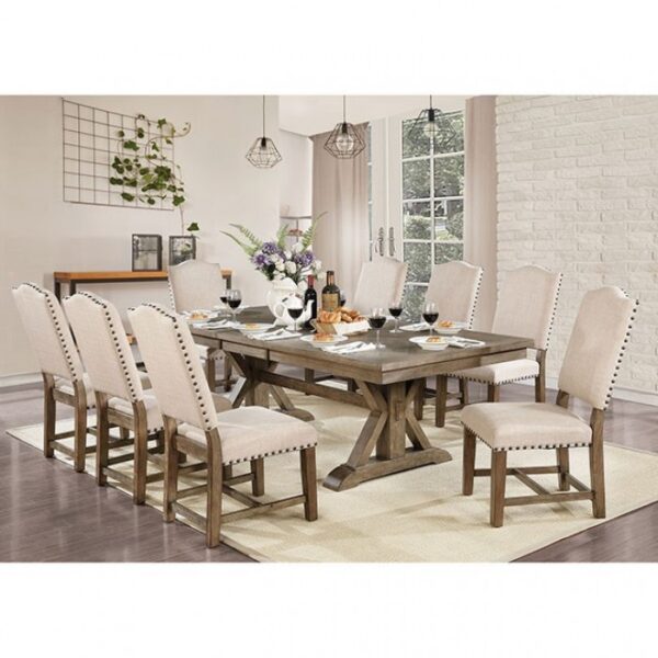 Rustic Elegance: Julia 7 Pc. Dining Table Set Light Oak with Leaf