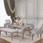 Glamour & Elegance: Diocles 6 Pc. Dining Table Set Silver & Gray