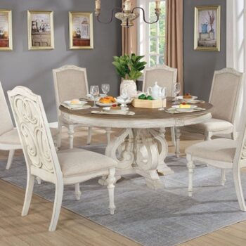 Arcadia 5 Pc. Rustic Dining Table Set – Antique White