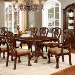 Elana 7 Pc Dining Table Set – Brown Cherry Traditional Dining Set