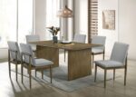St Gallen 7 Pc Dining Table Set – Natural Tone & Light Gray Mid-Century Modern