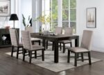 Umbria 7 Pc Dining Table Set – Antique Black & Gray Transitional Dining Set