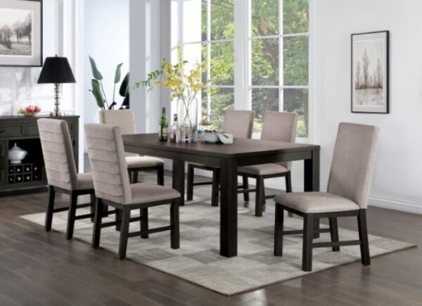 Umbria 7 Pc Dining Table Set – Antique Black & Gray Transitional Dining Set