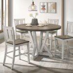 Dakota 5 Pc Counter Height Table Set – Antique White & Ash Brown Rustic