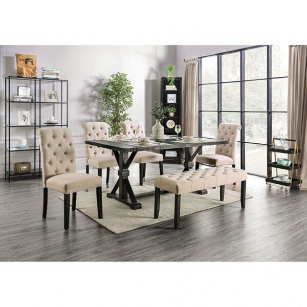 Alfred 7 Pc Dining Table Set – Antique Black Rustic Dining Set
