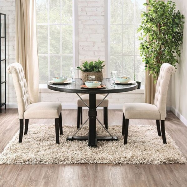 Alfred 5 Pc Dining Table Set – Antique Black & Ivory Rustic Dining Set